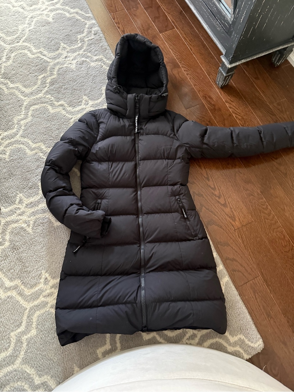 Aritzia Black Long Hooded Puffer Coat